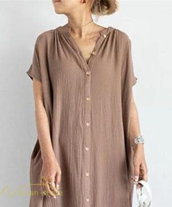 マキシ | ワンピース レディース 無地 シャツワンピース カジュアル 半袖 エレガント 体型カバー ゆったり マキシ丈 フリーサイズ 夏新作 お出かけ ロングワンピース