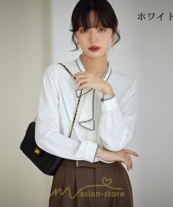 シャツ・ブラウス | ブラウス レディース 長袖 50代 白 シャツ ゆったり トップス きれいめ フォーマル 上品 フェミニン 高品質 20代 スカーフタイ 40代 通勤 シフォン OL 30代