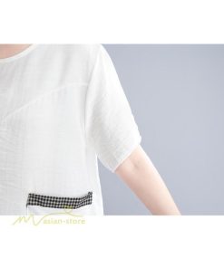 tシャツ・カットソー | tシャツ カットソー レディース 切り替え 女性着 シンプル カジュアル フリーサイズ ゆったり 夏新作 おしゃれ 半袖 チェック柄 黒 半袖tシャツ 丸首 白