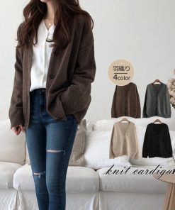 カーディガン | ニットレディース ショートニット 羽織り 秋冬 アウター Vネック 新作