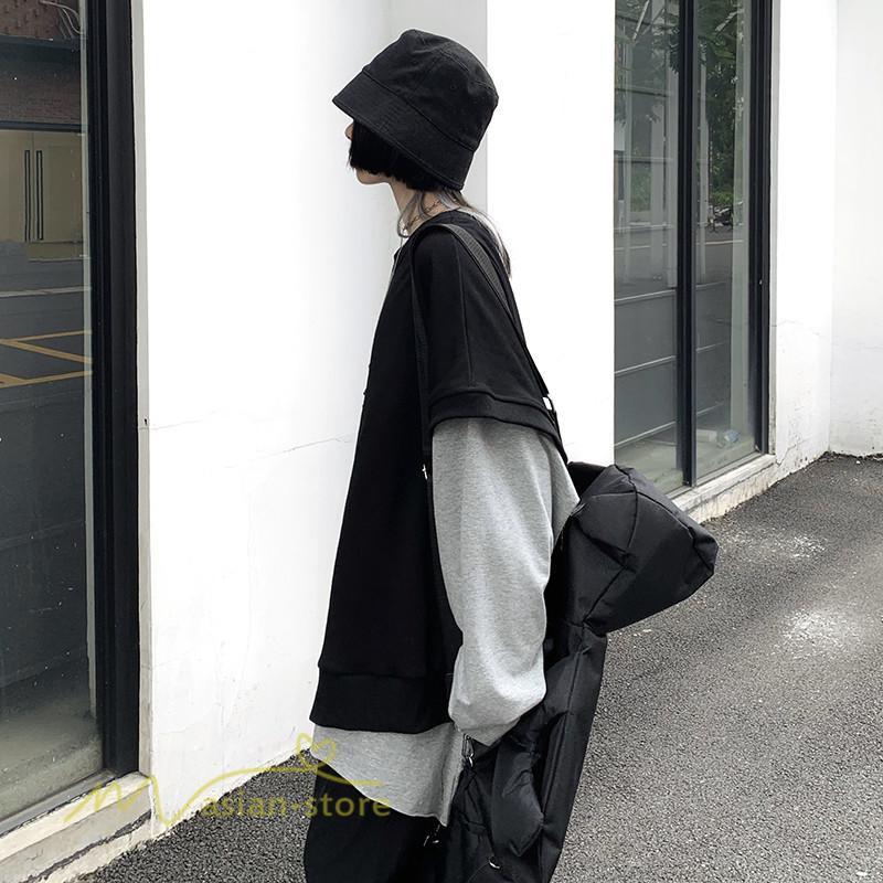 パーカー | 不規則 トップス レディース 2021新作 ワイドプルオーバー フードなし Tシャツ 長袖 インナー 日常感 着回し ゆったり 単品売り カジュアル