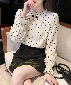 シャツ・ブラウス | ブラウス レディース きれいめ 40代 春夏秋新作 長袖トップス オシャレブラウス ドット柄 シフォンシャツ 上品 大人 通勤 ゆったり 50代 カジュアル 着痩せ 30代