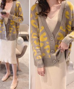 カーディガン | 長袖 レオパード柄 ゆったり ニットレディース カジュアル 羽織り おしゃれ ニットトップス ヒョウ柄 きれいめ