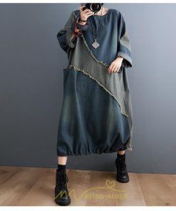 デニムワンピース | デニム ワンピース 春 秋 長袖 レディース カジュアル ひざ下 ミモレ丈 ゆったり 体型カバー ワンピ おしゃれ ワンピース 可愛い 大きいサイズ