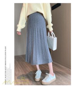 スカート | マタニティレディース ニット 秋冬 2022新作 産前産後 きれいめ 無地 ゆったり 妊婦服 マタニティウェア ハイウエスト ウエスト調整 Aライン