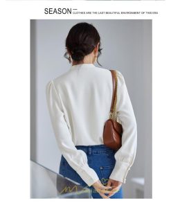 シャツ・ブラウス | ブラウス シャツ レディース 40代 上品 ブラウス きれいめ 通勤 OL ビジネス ゆったり 白 トップス 優雅 フェミニン シフォン 長袖 50代 20代 30代