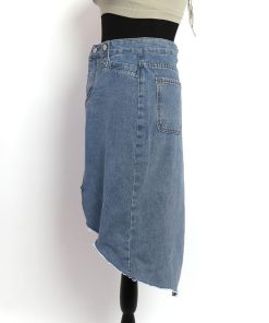 ひざ丈スカート | デニムスカート レディース ダメージ加工