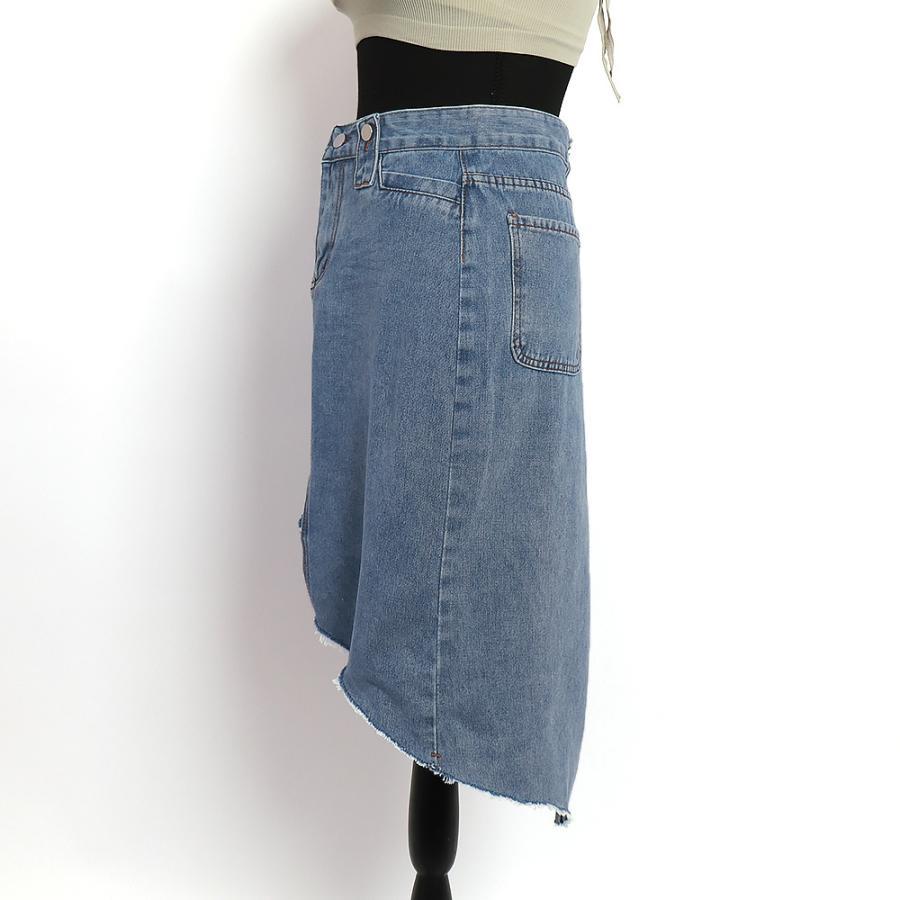 ひざ丈スカート | デニムスカート レディース ダメージ加工