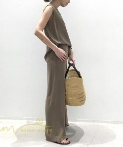 セットアップ | ワイドパンツ タンクトップ レディース 落ち感 大人 ルームウェア 30代40代 お出かけ 2点セット 夏物 可愛い 上下セット カジュアル 秋服