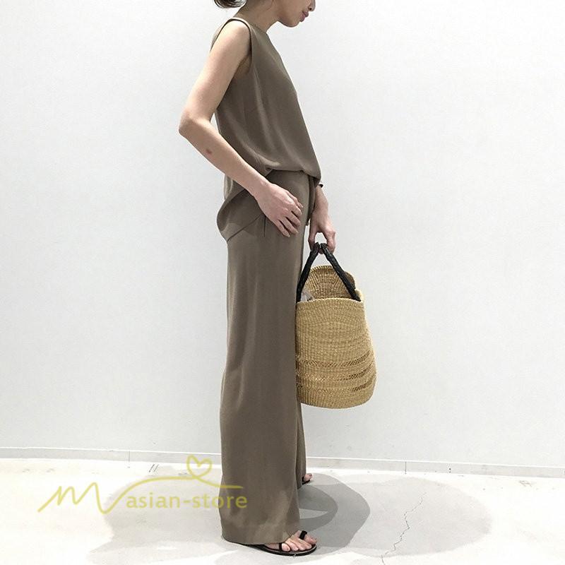 セットアップ | ワイドパンツ タンクトップ レディース 落ち感 大人 ルームウェア 30代40代 お出かけ 2点セット 夏物 可愛い 上下セット カジュアル 秋服