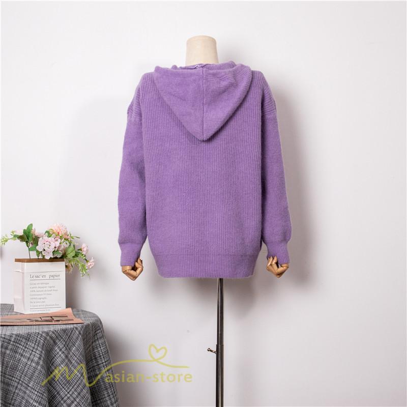 カーディガン | ニットニットパーカー セーター フード付き アウター 羽織り 秋冬 レディース トップス 通学通勤 ゆったり 7色 厚手 ニットアウター 20代40代