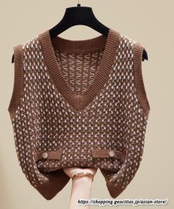 ベスト | ニットレディース トップス Vネック タンクトップ ノースリーブ 袖なし インナー ニット 女ニット 20代30代 重ね着風 レイヤード風 セーター