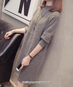 マキシ | ニットワンピース ワンピース レディース チュニック ハイネック ひざ丈 ゆったり セーター 暖か 無地 着痩せ キレイめ おしゃれ 上品 通勤 フェミニン