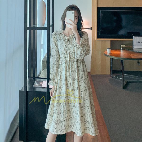 ミディアム | ワンピース レディース 長袖 膝丈ワンピー 春秋 きれいめワンピース オフィス ハイウエスト 春夏新作 通勤通学 カジュアル お出かけ 20代30代40代 エレガント