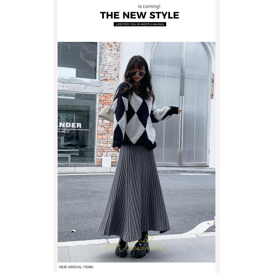 スカート | レディース プリーツ秋 冬 ロング マキシ 落ち感 ウエストゴム ハイウエスト ニット 秋冬コーデ あったか きれいめ おしゃれ カジュアル