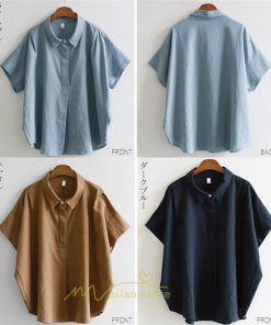 シャツ・ブラウス | ブラウス トップス 半袖 レディース 韓国風 2022新作 体型カバー シャツ 20代 30代 40代 50代 60代 大人 無地 可愛い ゆったり 夏 春 夏服 おしゃれ