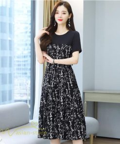 ミディアム | ワンピース Aライン レディース 着痩せ 上品 カジュアル 半袖 切り替え 小花柄 きれいめ 上品 大きいサイズ 30代 大きいサイズ 大人 20代 40代 お出かけ