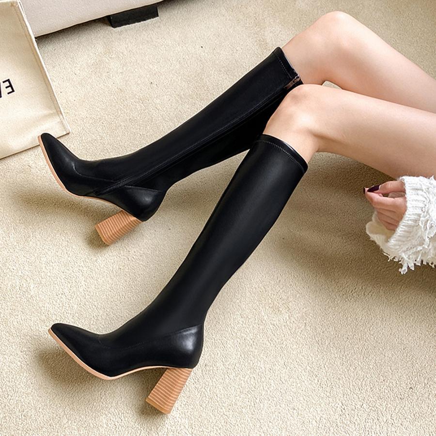 ニーハイブーツ | ロングブーツ レディース 太ヒール