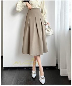スカート | ハイウエスト ロングレトロ Aライン女性 マキシ丈ボトムス 春秋夏 お洒落 通勤 エレガント プリーツ20代30代40代