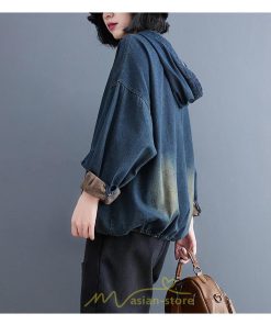 シャツ・ブラウス | デニムシャツ レディース長袖 トップス ブラウス ブルー 春 秋 カジュアル シャツ おしゃれ 可愛い マタニティ フード カジュアル 大きいサイズ 送料無料
