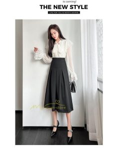 スカート | ハイウエスト ロングレトロ Aライン女性 マキシ丈ボトムス 春秋夏 お洒落 通勤 エレガント プリーツ20代30代40代
