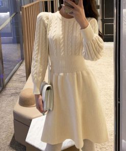 ワンピース | ケーブル編みニットミニ韓国風