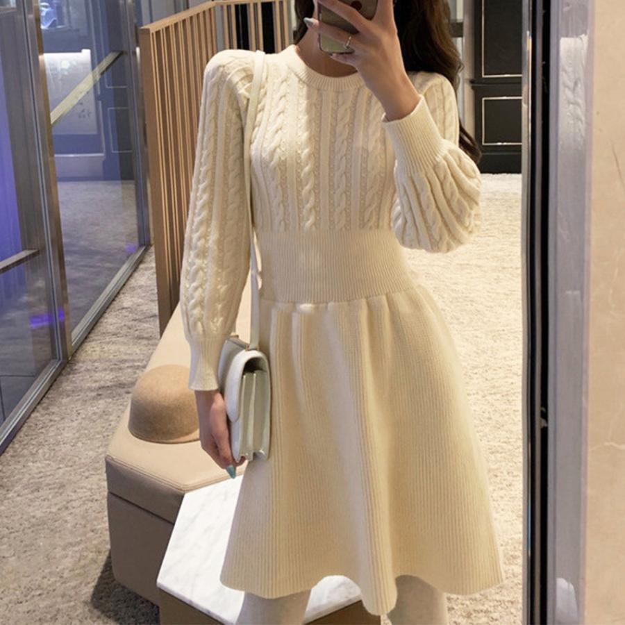 ワンピース | ケーブル編みニットミニ韓国風