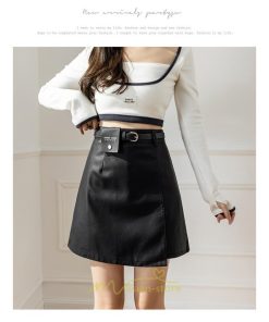 スカート | ミニレディース ミニスカ フェイクレザー ボトムス ハイウエスト タイト 秋冬 スタイリッシュ ベルト付き 可愛い カジュアル 大人 お洒落