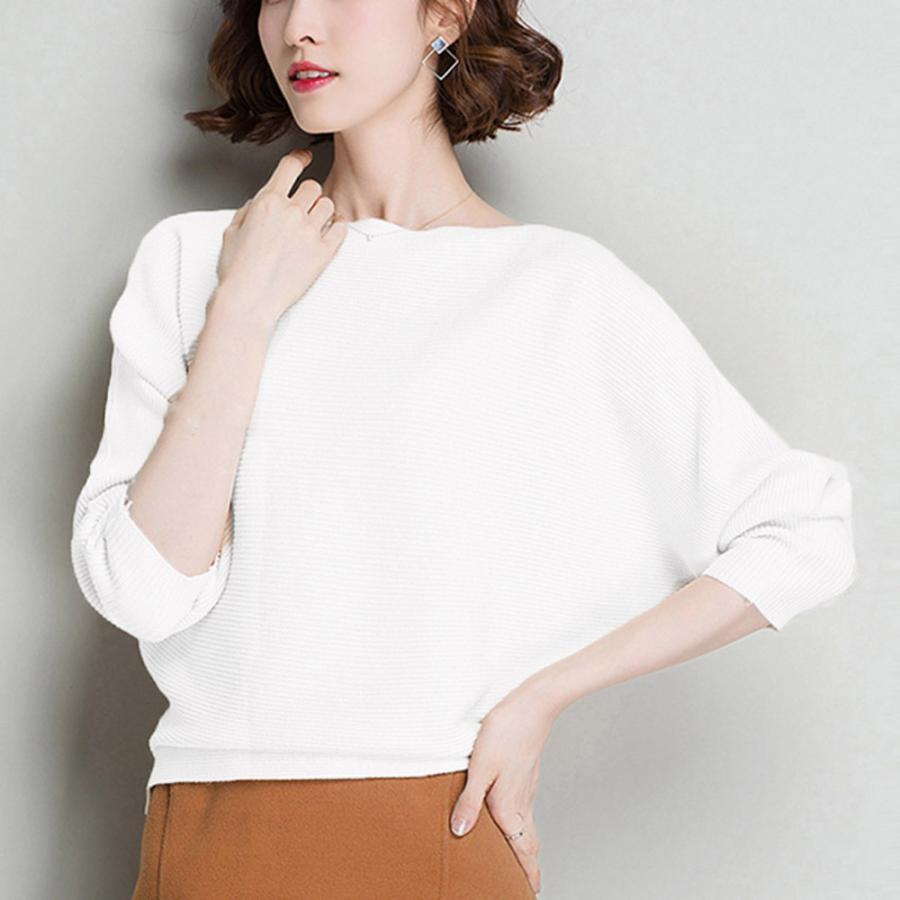 ニット・セーター | ニットトップス ボートネック長袖