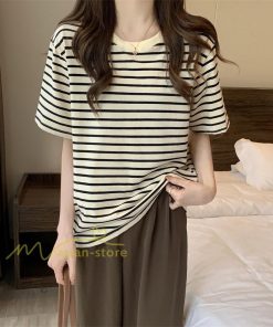 tシャツ・カットソー | Tシャツ レディース 春夏 トップス カットソー 半袖 シャツ ストライプ柄 20代30代40代50代 カジュアル お出かけ 上品 韓国ファッション 着回し 着痩せ 快適