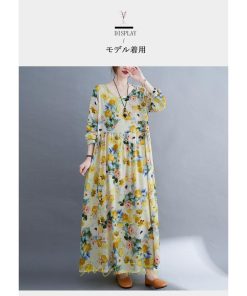 マキシ | マキシワンピース ワンピース 夏 秋 レディース マキシ丈 長袖 ロング 丸首 花柄 ロング丈 リラックス マタニティ 秋 ゆったり 秋服 夏服 体型カバー