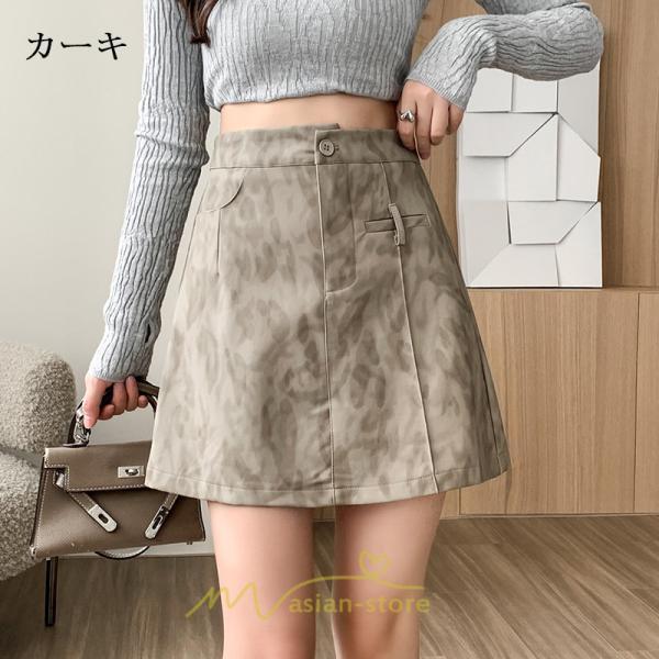 スカート | ミニレザーレディース タイト 秋 冬 ヒョウ柄 Aライン ハイウエスト おしゃれ 新作 可愛い フェイクレザー 着痩せ オシャレ