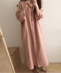 ワンピース | 長袖ロングシャツ20代30代 羽織り 無地 秋物 レディース ロングミモレ丈 大人 綿シャツ ワンピース ママ カジュアル 40代50代