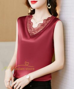 キャミソール タンクトップ | レディース トップス タンクトップ ノースリーブ 無地 『襟元レースデザインタンク』 Ｖネック Ｖネックタンク 20代30代40代50代 快適 アウター 着痩せ インナー