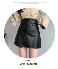スカート | レディース PUレザー ハイウエスト ミニ丈 スリム タイト 秋 冬 ボトムス カジュアル 大人 可愛い おしゃれ お出かけ フェミニン きれいめ デイリー