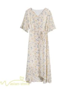 ミディアム | Aラインワンピース レディース ワンピース 着痩せ 上品 ハイウエスト サマーワンピース おしゃれ ゆったり Vネック 20代 30代 通勤 通学 お出かけ 40代 韓国風