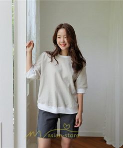 シャツ・ブラウス | ブラウス トップス ｔシャツ 半袖 体型カバー レディース シャツ 20代 30代 40代 ママ 50代 60代 大人 無地 ファッション 夏服 新作 2022 綿麻 ゆったり 丸首