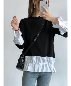 ｔシャツ・カットソー | トレーナー Tシャツ 長袖 レディース カジュアル レイヤード カットソー シャツ 異素材 切り替え トップス Tシャツ 重ね着 20代 ゆったり 秋物 50代 30代