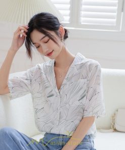 シャツ・ブラウス | ブラウス シャツ 花柄シャツ 花柄 半袖 レディース オシャレ 20代 30代 40代 春 秋 夏 カジュアル お出かけ 新作 着痩せ Vネック OL ビジネス 通勤 ファッション