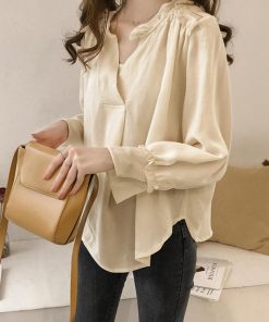 シャツ・ブラウス | 大人 夏 トップス ブラウス オフィス シャツブラウス 長袖 春 フォーマル おしゃれ Vネックブラウス ゆったり レディース