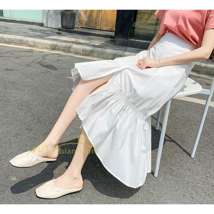 スカート | ボトムス レディース きれいめ 40代 30代 春秋 ロング丈 綿おしゃれ カジュアル 無地 通勤 OL 韓国風 通学 不規則 お出かけ 夏物 上品 着痩せ