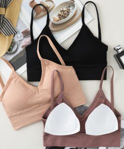 キャミソール | Vネック リブ ショート丈 ベアトップブラ カップ付き おしゃれ ビスチェ インナー キャミ