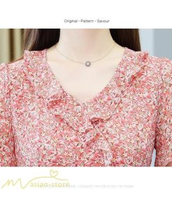 ミディアム | ワンピース レディース 小花柄 きれいめ 半袖 Aラインワンピース 着痩せ 日常感 Vネック 大きいサイズ 30代 サマーワンピース 上品 40代 大人 膝丈