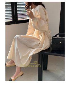 マキシ | ワンピース レディース 40代 50代 長袖 きれいめ ゆったり ロング丈 マキシ丈 体型カバー 無地 着痩せ 30代 カジュアル 通勤通学 夏物 お出かけ シンプル 上品