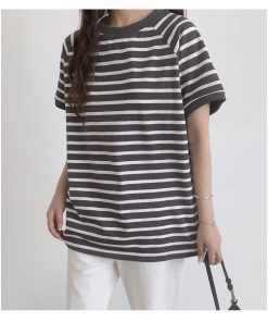 ｔシャツ・カットソー | カットソー チュニック レディース トップス 体型カバー シンプル Tシャツ きれいめ ストライプ柄 半袖 夏物 カジュアル 20代30代40代50代 ゆったり 通勤通学