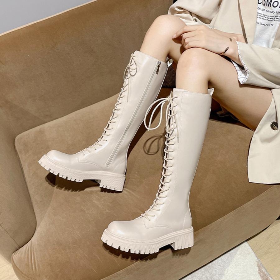 ニーハイブーツ | ロングブーツ レディース レースアップ靴