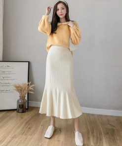 フレアスカート | リブニット マーメイドスカート 春秋冬