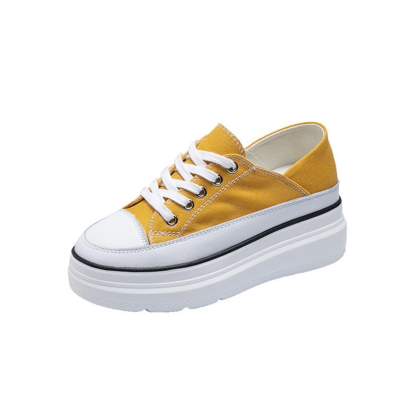 スニーカー | 厚底シューズ キャンバス厚底レディース レースアップ ラウンドトゥ 滑り止めソール ウォーキングシューズ スニーカー スポーツ