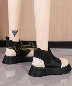 ショートブーツ | ブーティー ブーツ 厚底ブーツ レディース シューズ 靴 太ヒール チャンキーヒール 合皮ブーツ PUブーツ くつ 黒靴 春秋冬 美脚 大人 厚底靴