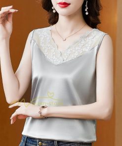 キャミソール タンクトップ | トップス タンクトップ レディース ノースリーブ Vネック Vネックタンク 20代30代40代50代 ママ 母 インナー カジュアル お出かけ カシュクール レース付き